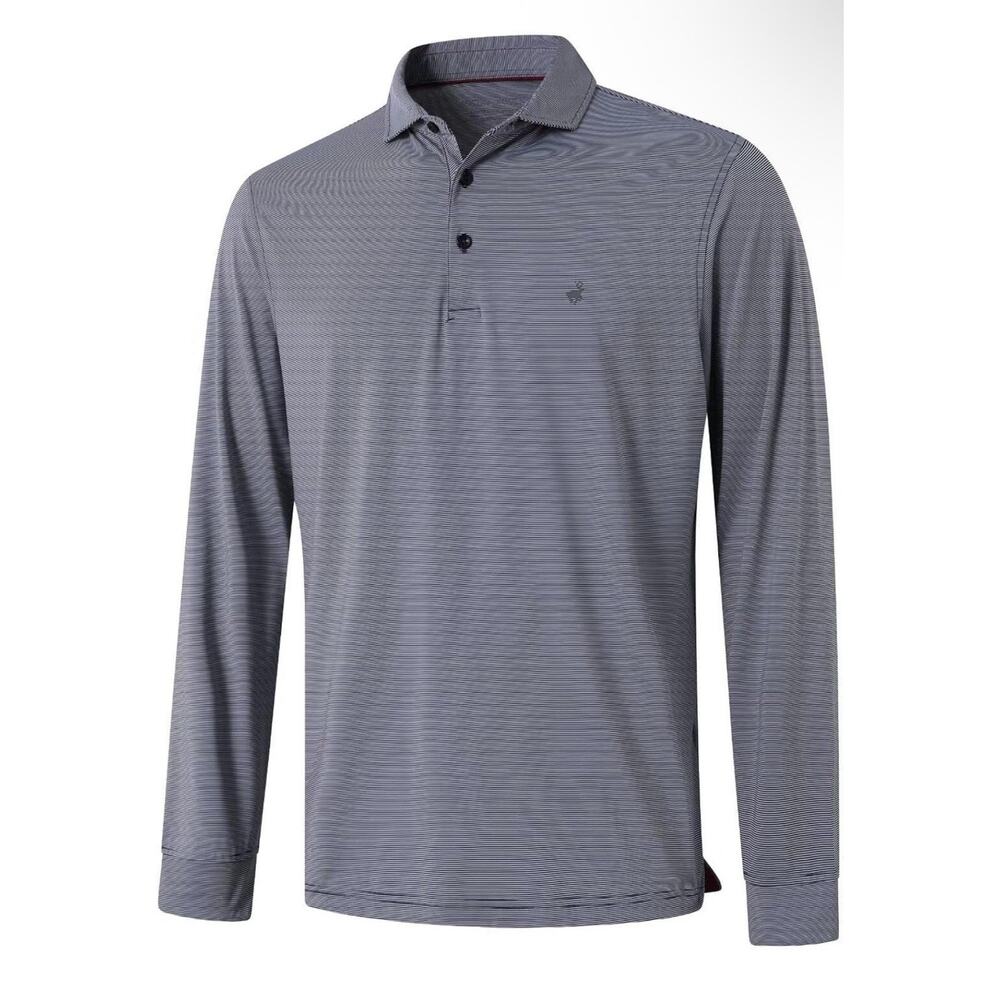 MICHEL ROUEN PERFORMANCE GOLF LONG SLEEVE POLO SHIRT 3XL‎ Blue Striped